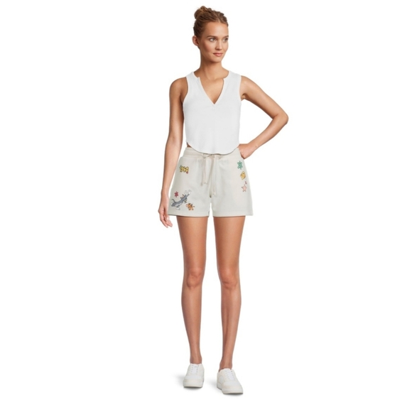 Tom and Jerry Graphic Shorts Womens Size 3XL Taupe Pull-On Relaxed Fit - Picture 3 of 16